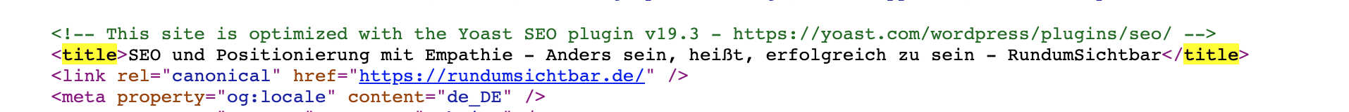 Screenshot eines HTML-Codes mit title tag